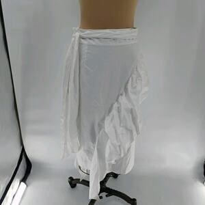 MILLY Skirt Lagenlook Stripe 100% Cotton White Midi Women's Size 4